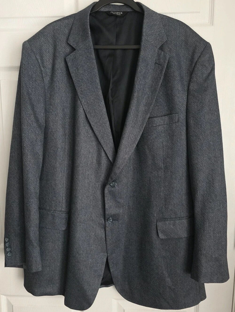 Jos. A. Bank 100% Silk Blazer Sport Coat 52L Blue Gray Textured Tweed 2-Button